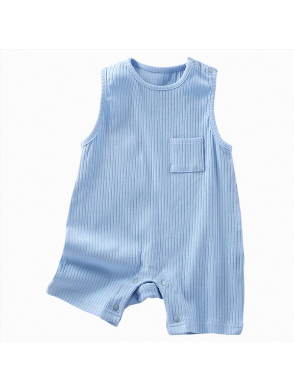 Unisex Newborn Baby Clothes Unisex Baby Romper One-Piece Baby Clothes 0 3 6 9 12 18 24 Months (Light Blue,9-12 Months)