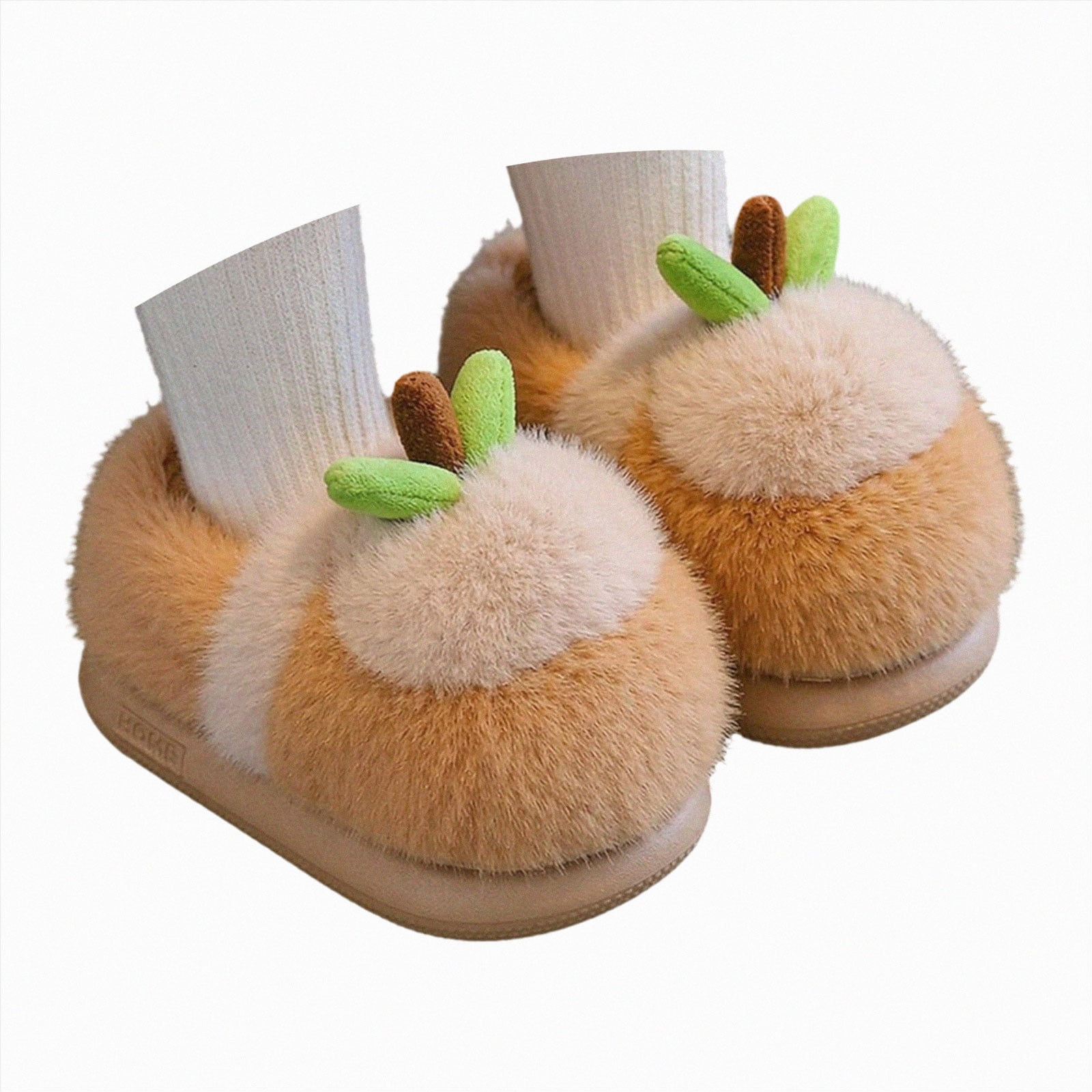 JUMEYU Winter Fleece Slippers for Boys Girls Cute Pattern Slip On Home ...