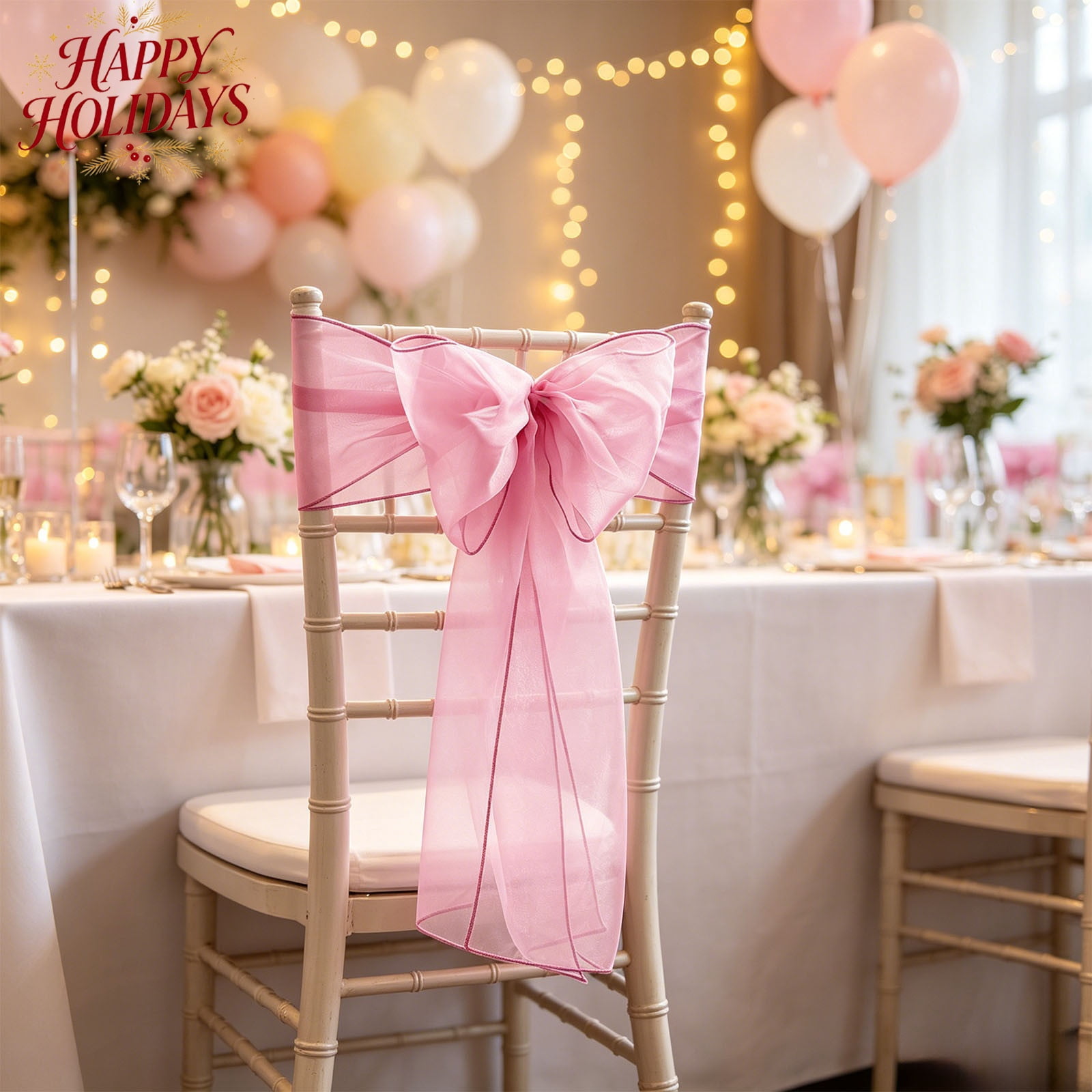 JUMIKLLQ Satin Chair Sash, Glossy Satin Crease Resistant Reusable Bow ...