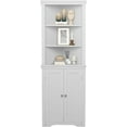 thumbnail image 1 of JUMMICO Corner Cabinet Corner Bathroom Cabinet with 2 Doors and 3 Tier Shelves Free Standing Corner Storage Cabinet for Bathroom, Living Room, Bedroom or Kitchen (White), 1 of 8