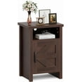thumbnail image 1 of JUMMICO Farmhouse Nightstand, Modern Bedside Table with Barn Door and Shelf, Rustic End Table Side Table for Bedroom, Living Room (1, Brown), 1 of 7