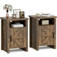 thumbnail image 1 of JUMMICO Farmhouse Nightstand, Modern Bedside Table with Barn Door and Shelf, Rustic End Table Side Table for Bedroom, Living Room (2, Rustic Oak), 1 of 14