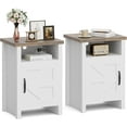 thumbnail image 1 of JUMMICO Farmhouse Nightstand, Modern Bedside Table with Barn Door and Shelf, Rustic End Table Side Table for Bedroom, Living Room (2, White), 1 of 14