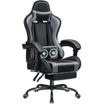 JUMMICO Gaming Chair Ergonomic Computer Chair with Footrest and Massage Lumbar Support, Height Adjustable Video Gaming Chair with 360° Swivel Seat and Headrest (Grey)