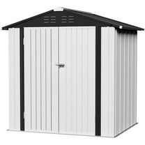 JUMMICO Metal Outdoor Storage Shed 6 x 4 FT Metal Shed with Lockable Door,Waterproof Garden Tool Shed Storage House for Backyard Patio Lawn,White