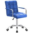 thumbnail image 1 of JUMMICO Modern Office Vanity Chair - PU Leather Mid-Back Rolling Chair for Office, Teen, and Bedroom Desks (Blue), 1 of 14