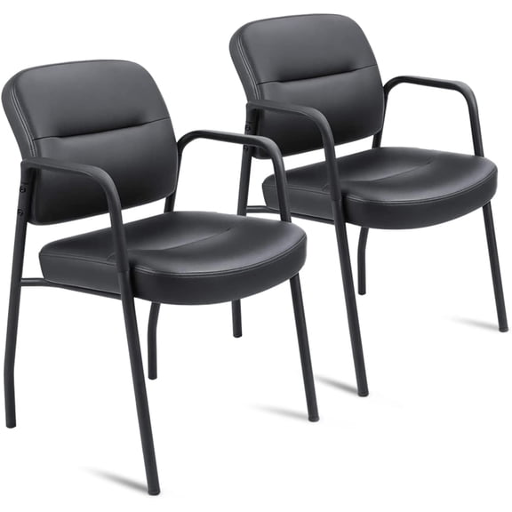 JUMMICO Office Guest Chair Reception Chair for Office Reception Lobby PU Leather Waiting Room Chair with Armrests Executive Office Chair Upholstered Set of 2