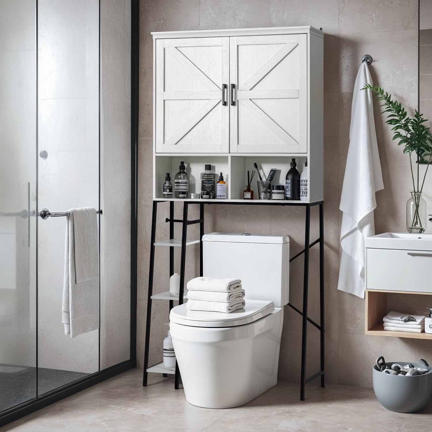 JUMMICO Over The Toilet Storage Cabinet, Bathroom Organizer with ...