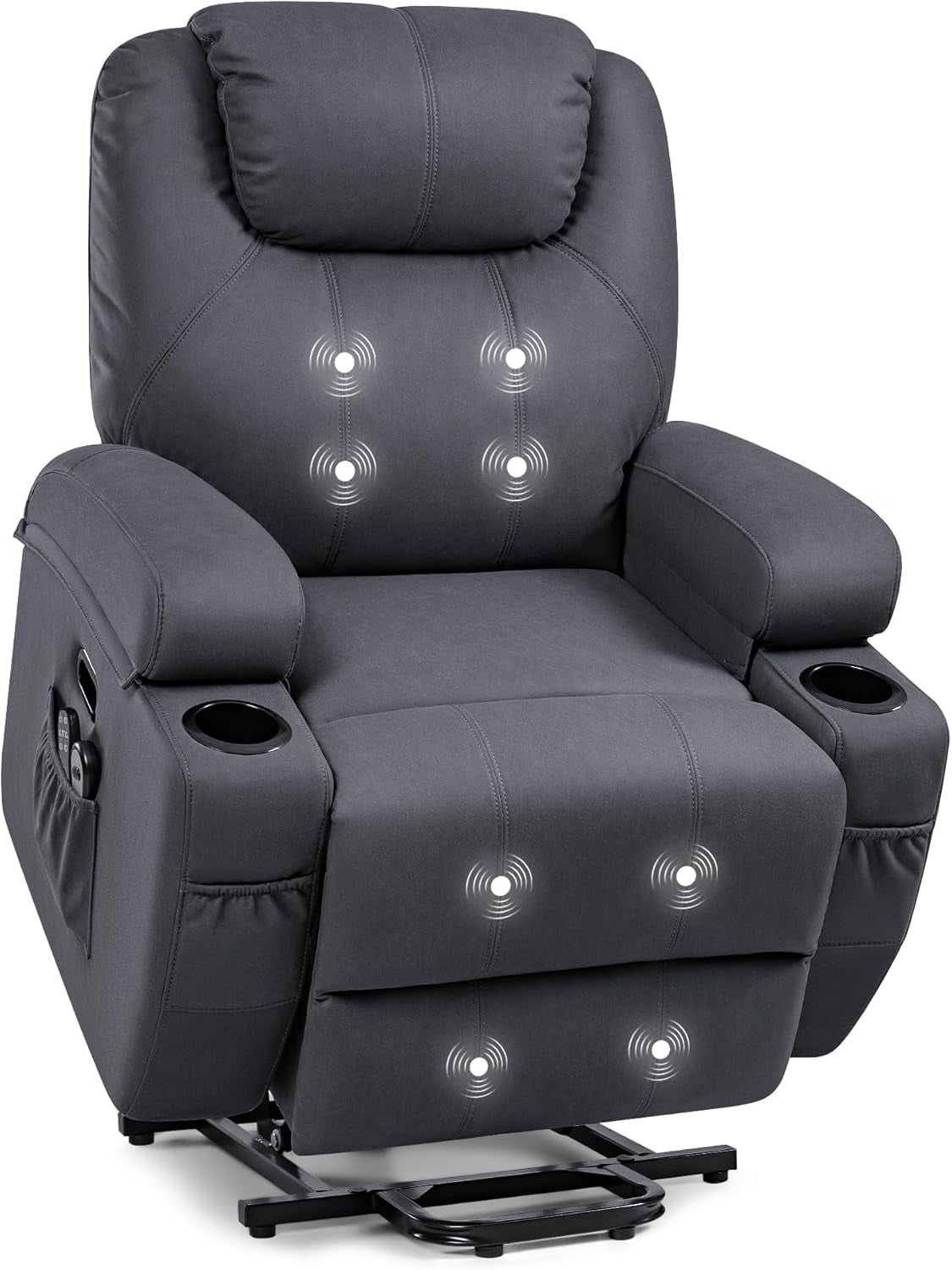 JUMMICO Power Lift Recliner Chair with Massage for Elderly PU Leather