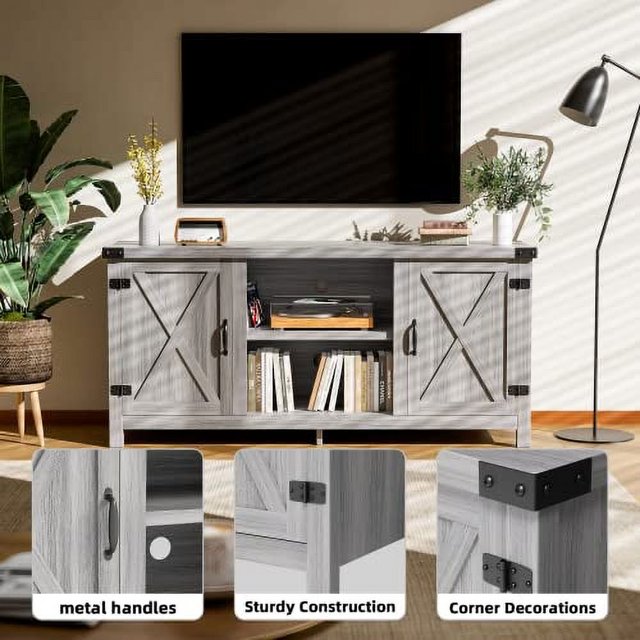 JUMMICO TV Stand for 65 Inch TV Farmhouse Entertainment Center with