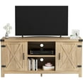 thumbnail image 1 of JUMMICO TV Stand, 65 Inch TV Farmhouse Entertainment Center with Double Barn Doors and Storage Cabinets, Console TV Table Media for Living Room, Bedroom (Pale Yellow), 1 of 9
