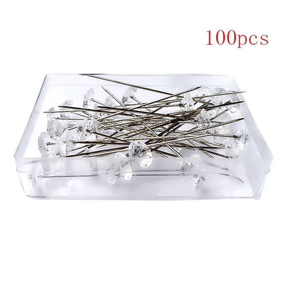 JUMNUYCUH 100Pcs Diamond Pins for Bouquets, 2 Inch Sewing Corsages Flower Pins, Rhinestone Crystal Pin for Wedding Bridal Hair Accessories Jewelry Decoration DIY Craft Sewing, Floral Supplies