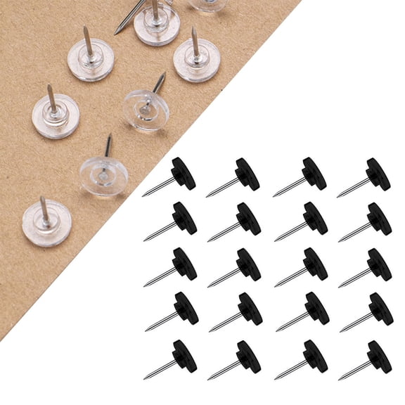 JUMNUYCUH 100Pcs Push Pins, Reusable Plastic Flat Head Thumbtacks, Durable Thumb Tacks for Bulletin Board, Cork Board, Wall, Maps, Posters and Craft Projects, Office Supplies, Black