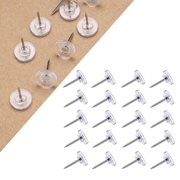 JUMNUYCUH 150Pcs Clear Push Pins, Reusable Plastic Flat Head Thumbtacks, Durable Thumb Tacks for Bulletin Board, Cork Board, Wall, Maps, Posters and Craft Projects, Office Supplies