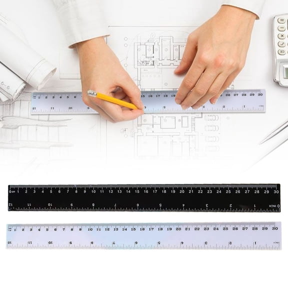 JUMNUYCUH 2Pcs Plastic Ruler, 12 Inch Ruler with Centimeters, Millimeter and Inches, Durable Metric Ruler for Journaling, Office Supplies, Classroom Must Haves, Studying Essentials, 30cm, 2 Colors