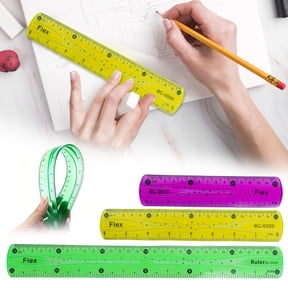 JUMNUYCUH 3 Pack Flexible Ruler Set, 6 Inch 8 Inch 12 Inch Bendable Ruler with Inches and Centimeters, Soft Plastic Ruler for Office, Home, Classroom, Teacher Supplies, Studying Essentials, 3 Colors