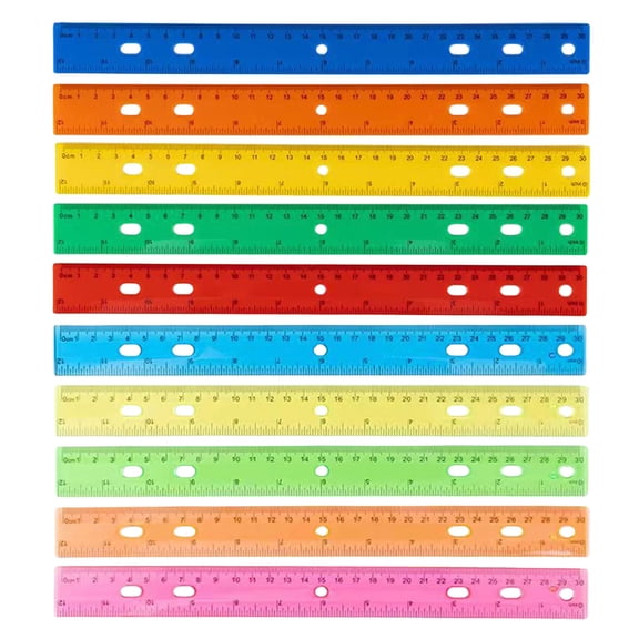 JUMNUYCUH 5Pcs Color Plastic Ruler, 12 Inch Ruler with Centimeters and Inches, Metric Ruler for Drawing & Journaling, Office Supplies, Classroom Must Haves, Studying Essentials, 30cm, Random Color