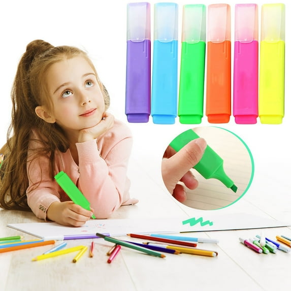 JUMNUYCUH 6 Pack Pastel Highlighters, Chisel Tip Highlighters, Bible Highlighters, Colored Highlighters, Water Based, Quick Dry, Office Supplies, Classroom Must Haves, 6 Colors
