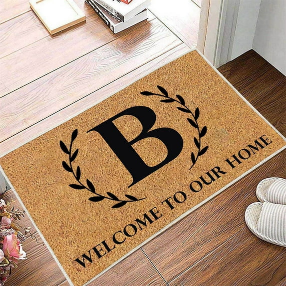 JUMNUYCUH Creative Letter B Door Mats, Personalized Coir Doormat, Funny Floor Mats for Home Kitchen Indoor Outdoor Entrance Decor, Welcome Mat, Front Door Mat, 23.6" x 15.8"