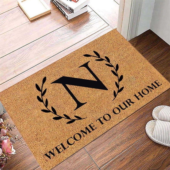 JUMNUYCUH Creative Letter N Door Mats, Personalized Coir Doormat, Funny Floor Mats for Home Kitchen Indoor Outdoor Entrance Decor, Welcome Mat, Front Door Mat, 23.6" x 15.8"