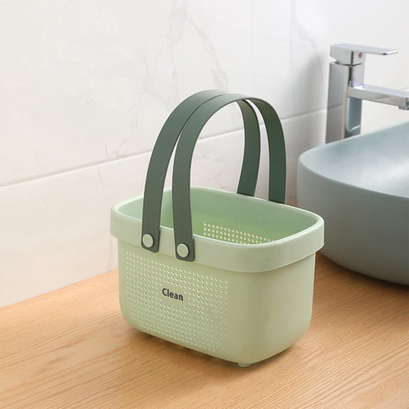JUMNUYCUH Plastic Storage Basket with Handle, Portable Shower Caddy for Bathroom, Kitchen, Bedroom, College Dorm and Gym, Shower Storage, 9.7" x 6.5" x 5.9", Green