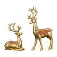 thumbnail image 1 of JUMNUYCUH Reindeer Christmas Decor, 2Pcs Resin Reindeer Figurines, Christmas Deer Figurines for Home Table Bookshelf Fireplace Living Room Bedroom Office Decor, Reindeer Statue, Gold, 1 of 7