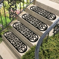 JUMNUYCUH Rubber Stair Treads, Hollow Non Slip Stair Runner, Stair Mats for Indoor Outdoor Entrance Wooden Steps, Step Rugs for Stairs, 29.1" x 9.1", Black