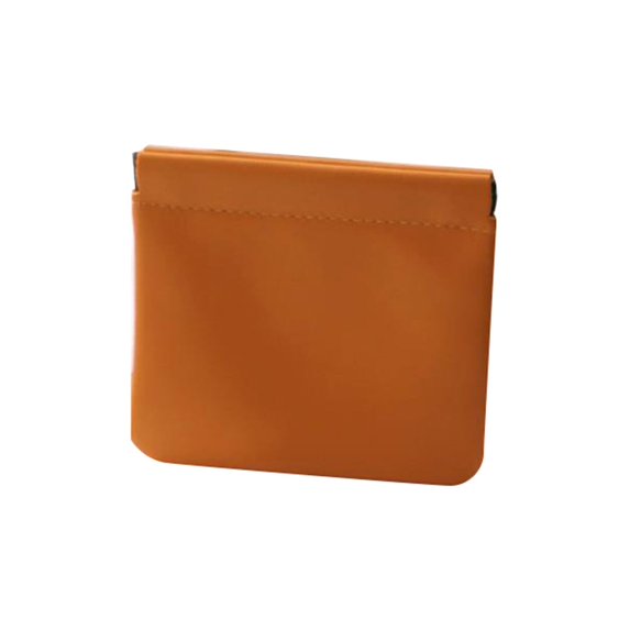 JUMNUYCUH Snap Closure Leather Organizer Pouch, Portable Waterproof No Zipper Self-Closing Mini Makeup Bag, Small Travel Storage Bag for Cosmetics Headphones Jewelry, Pouches for Purse, Orange