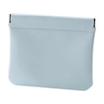 thumbnail image 1 of JUMNUYCUH Snap Closure Leather Organizer Pouch, Portable Waterproof No Zipper Self-Closing Mini Makeup Bag, Small Travel Storage Bag for Cosmetics Headphones Jewelry, Pouches for Purse, Blue, 1 of 9