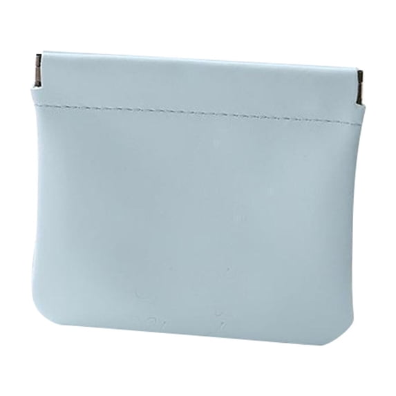 JUMNUYCUH Snap Closure Leather Organizer Pouch, Portable Waterproof No Zipper Self-Closing Mini Makeup Bag, Small Travel Storage Bag for Cosmetics Headphones Jewelry, Pouches for Purse, Blue