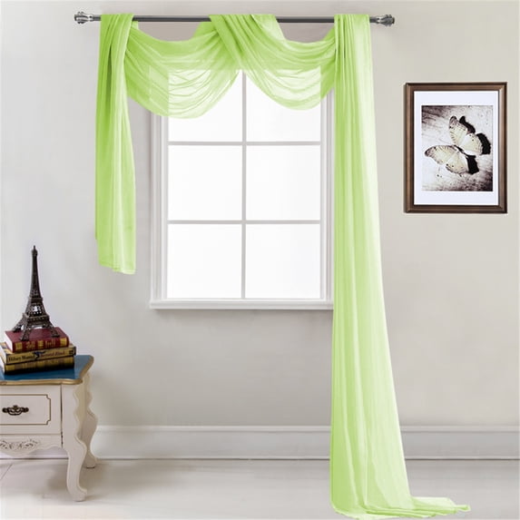 JUMNUYCUH Solid Sheer Window Scarf, Soft Voile Curtain Scarf, Sheer Curtains for Home Wedding Party Decor, Valance Curtains, 50" x 216", Light Green