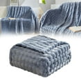 thumbnail image 1 of JUMNUYCUH Throw Blanket for Couch, Ultra Soft Cozy Lightweight Flannel Fleece Blanket, Stylish Fuzzy 3D Bubble Blanket for All Season, 28" x 40", Gray, 1 of 9