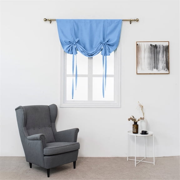 JUMNUYCUH Tie Up Curtains for Windows, Thermal Insulated Short Window Curtains, Blackout Curtains for Bedroom, Living Room and Bathroom, Darkening Rod Pocket Curtains, 47.2" x 31.5", Light Blue