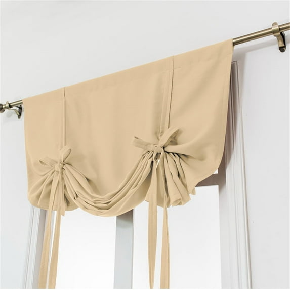 JUMNUYCUH Tie Up Curtains for Windows, Thermal Insulated Short Window Curtains, Blackout Curtains for Bedroom, Living Room, Kitchen and Bathroom, Darkening Rod Pocket Curtains, 47.2" x 31.5", Khaki