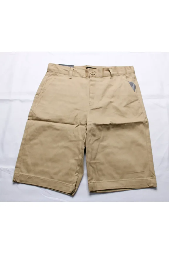 JUMP START MEN'S 4-WAY STRETCH FABRIC BUTTONED SHORTS - SIZE: MEN 14 - KHAKI