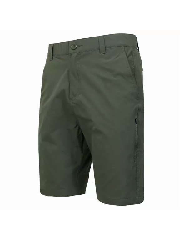 JUMP START MENS 6-POCKET ALL MOTION STRETCH UTILITY SHORTS - SIZE: 32 - OLIVE