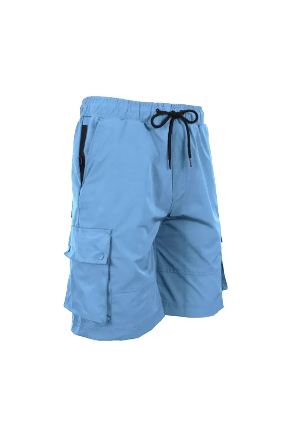 JUMP START MEN'S 9.5IN DRAWSTRING PULL-ON CARGO SHORTS SIZE: MEN L - LIGHT BLUE