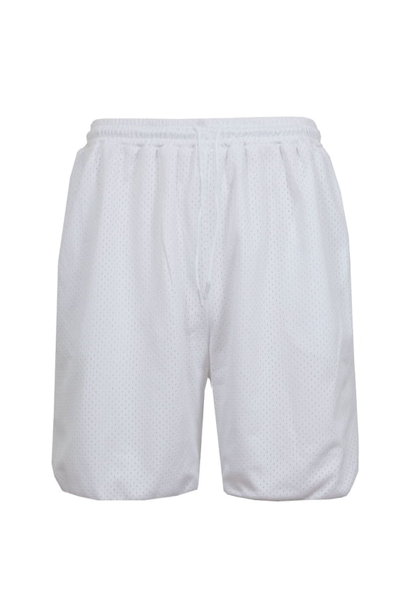 JUMP START MEN'S LIGHTWEIGHT BREATHABLE MOISTURE WICKING MESH SHORTS - M - WHITE