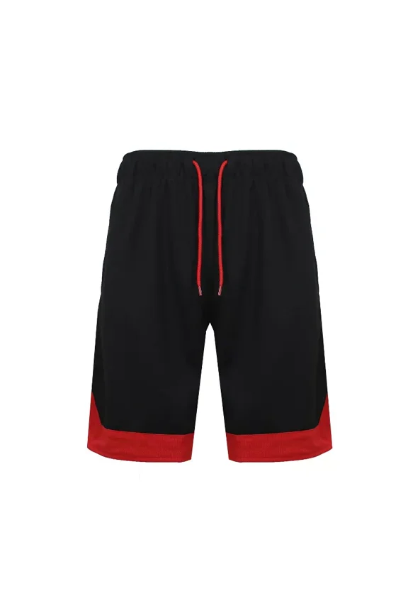 JUMP START MEN'S MESH QUICK DRY ATHLETIC PERFORMANCE SHORTS,SIZE 2XL - BLACK/RED