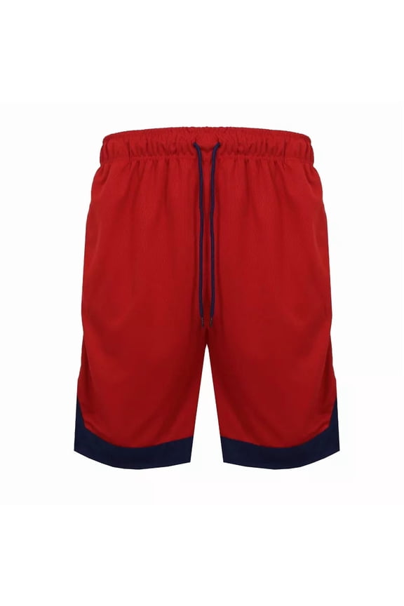 JUMP START MEN'S MESH QUICK DRY ATHLETIC PERFORMANCE SHORTS,SIZE: 2XL - RED/NAVY
