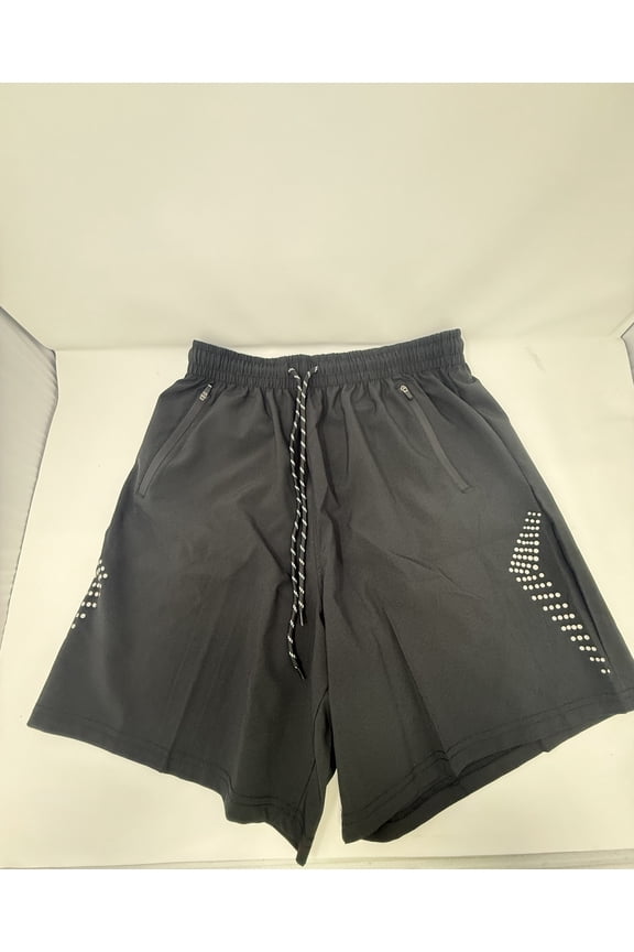 JUMP START PERFORMANCE TRAINING SHORTS WITH ZIPPER POCKETS - SIZE: MEN M - BLACK