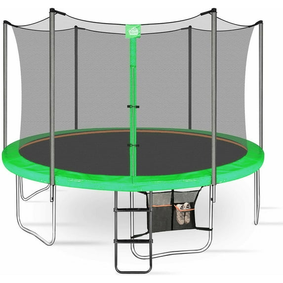 JUMP TASTIC TRAMPOLINE Kid's Trampoline with Ladder and Shoes Bag, 12 ft