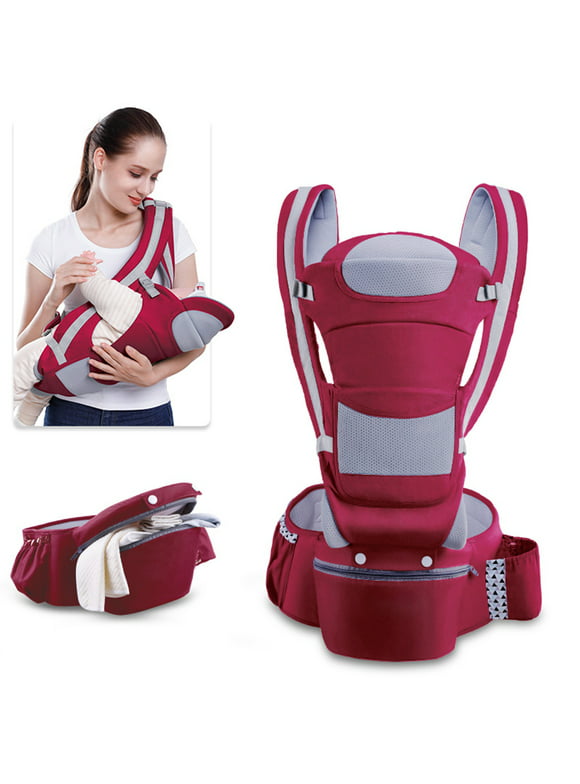 JUMPER Baby Carrier 6 in 1 Convertible Baby Carrier with Hip Seat for Newborn to Toddler, Red