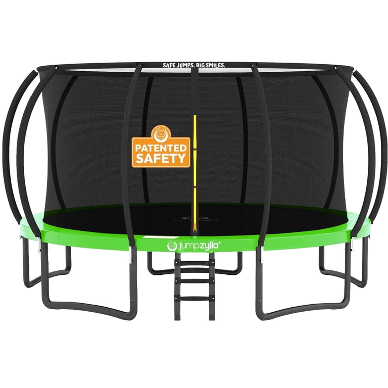 JUMPZYLLA 16FT Trampoline, Double Sided Mat, Curved Safety Poles
