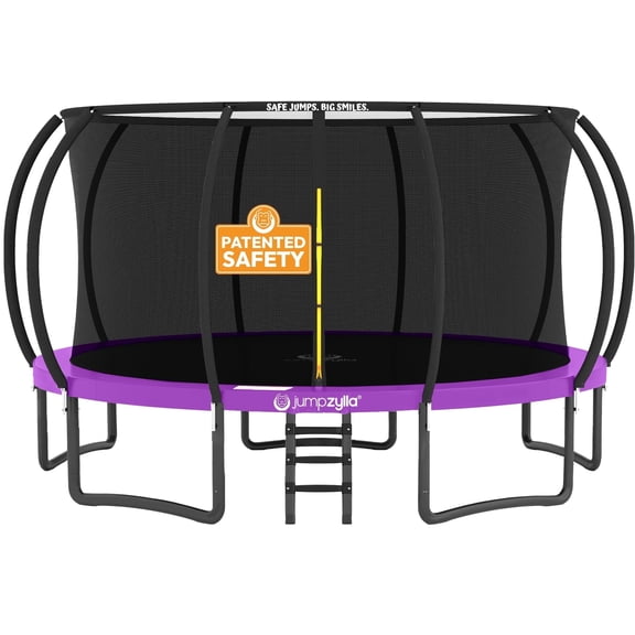 JUMPZYLLA Trampoline Outdoor with Enclosure and Ladder, ASTM, 16 ft, Purple
