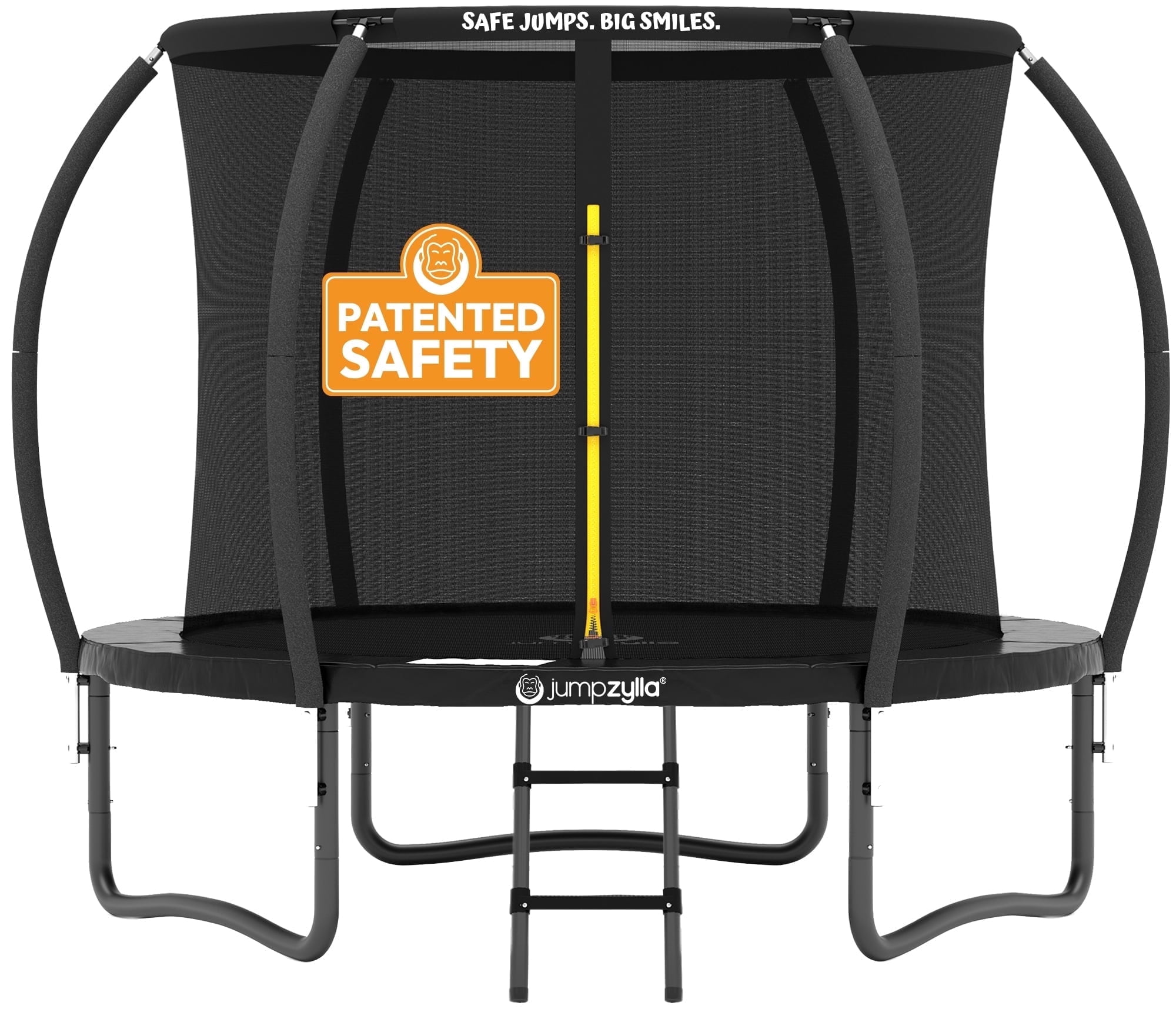 JUMPZYLLA Trampoline Outdoor with Enclosure and Ladder, ASTM, 8 ft, Black