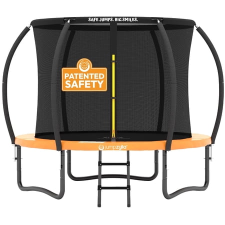 JUMPZYLLA Trampoline Outdoor with Enclosure and Ladder, ASTM, 8 ft, Orange
