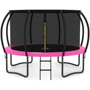 JUMPZYLLA Trampoline 8FT 10FT 12FT 14FT Trampoline with Enclosure - Recreational Trampolines with Ladder and Galvanized Anti-Rust Coating, ASTM Approval- Outdoor Trampoline for Kids