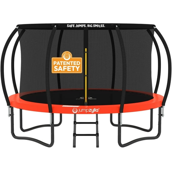 JUMPZYLLA Trampoline Outdoor with Enclosure and Ladder, ASTM, 10 ft, Red