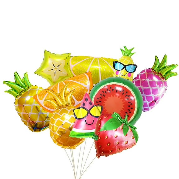 JUMRHFAN  10PCS Fruit Mylar Balloons, Helium Foil Hawaii Party Balloons, 10 Styles Colorful Balloons Pineapple Watermelon Strawberry Lemon Orange for Beach Party Wedding Baby Shower Decoration